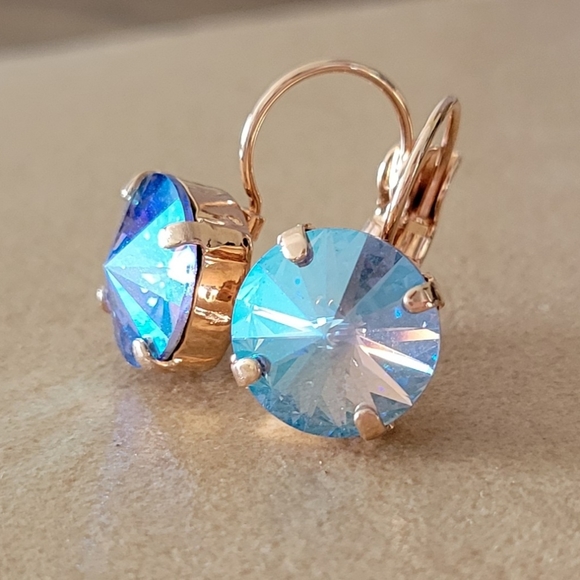 Austrian Crystal Earrings in Rose Gold - Picture 3 of 9